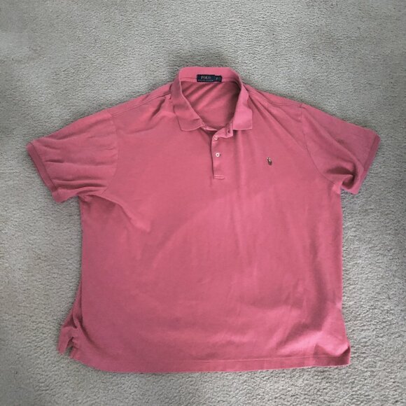 Polo Ralph Lauren 3XB Mens Polo Shirt Pink S/S Flesh Pony Golf Casual VGUC - Picture 1 of 6